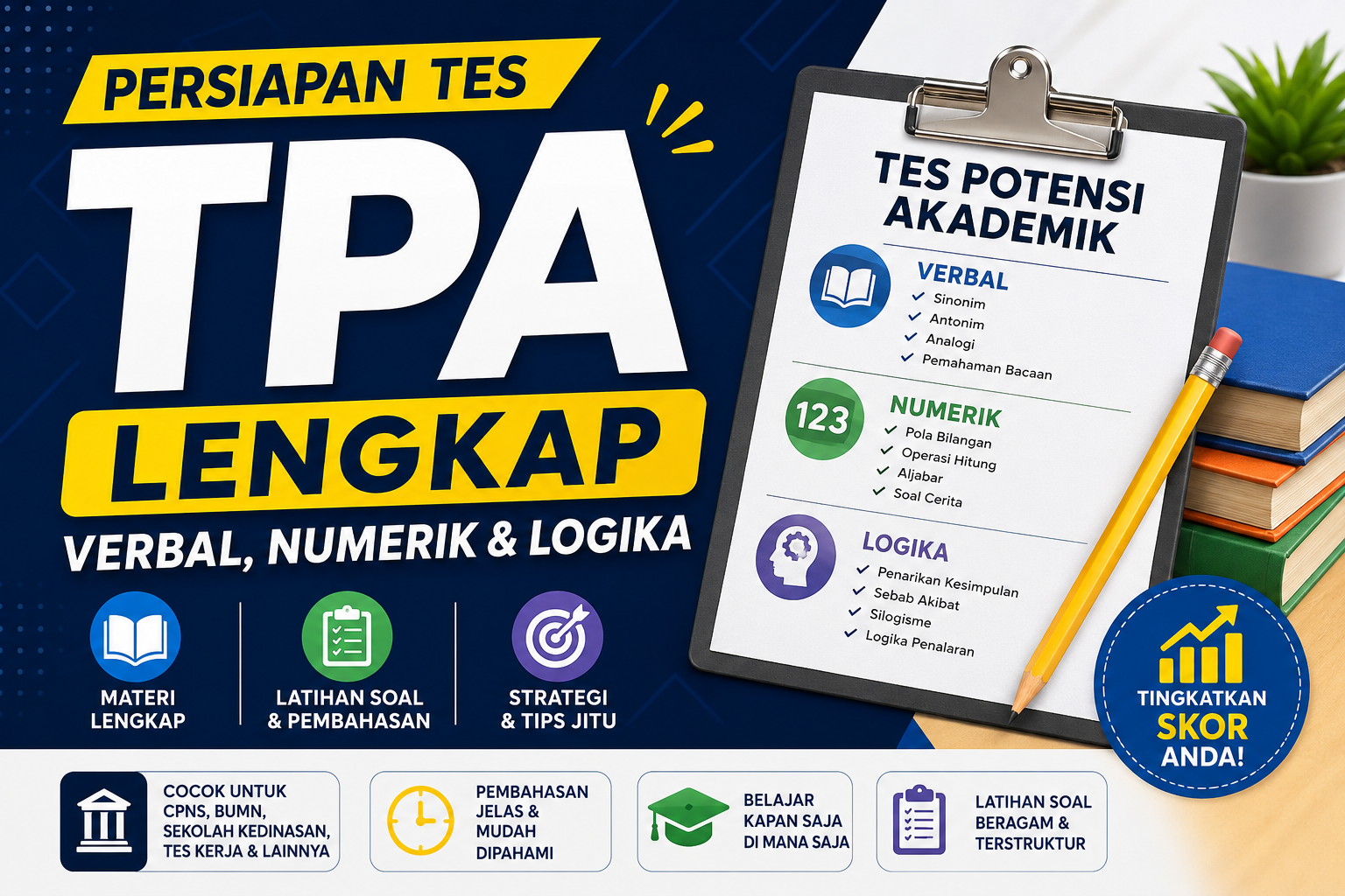 Terlindungi: Tes Potensi Akademik (TPA) Lengkap: Verbal, Numerik & Logika